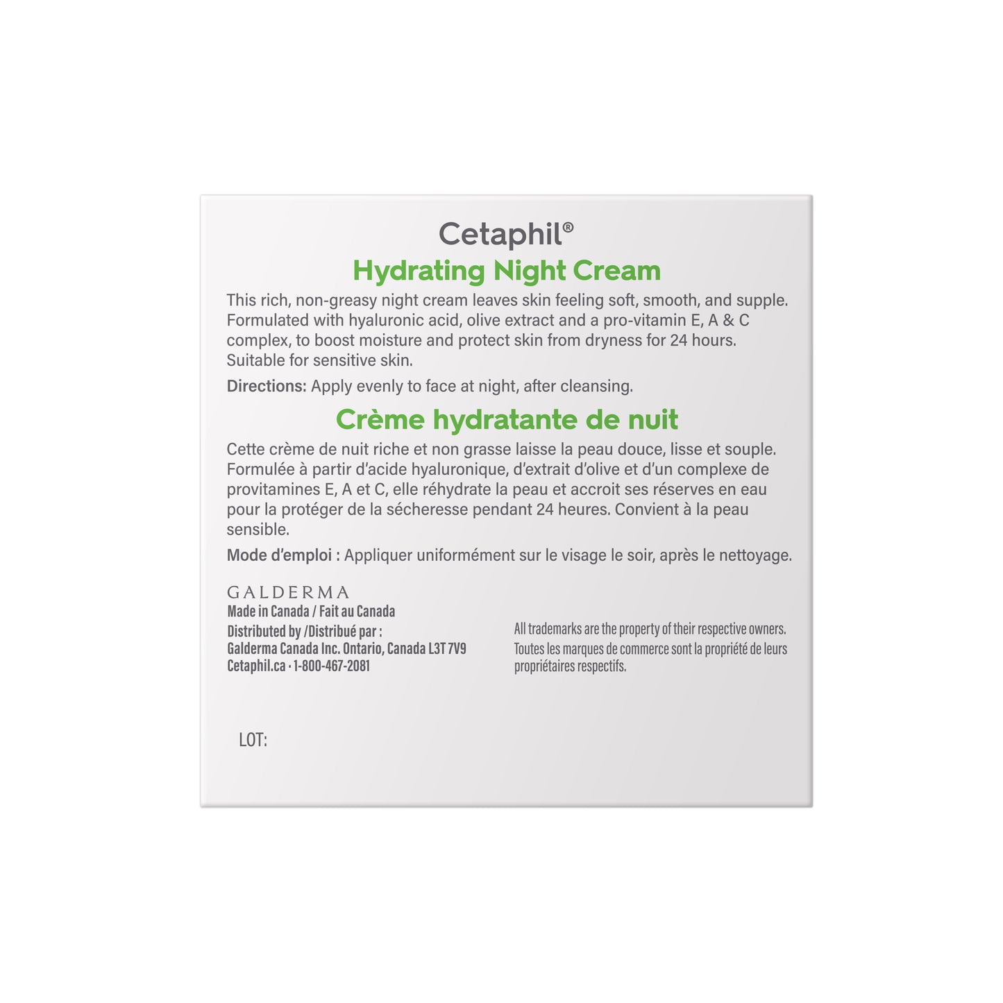 Crème Hydratante de Nuit Cetaphil