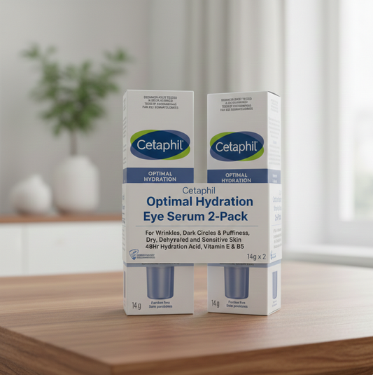 Cetaphil Optimal Hydration Eye Serum 2-Pack, For Wrinkles, Dark Circles & Puffiness, Dry, Dehydrated and Sensitive Skin, 48Hr Hydration with Hyaluronic Acid, Vitamin E & B5, Dermatologist Recommended, 14g x 2