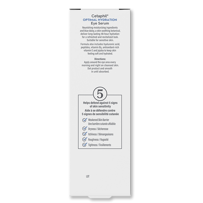 Cetaphil Optimal Hydration Eye Serum 2-Pack, For Wrinkles, Dark Circles & Puffiness, Dry, Dehydrated and Sensitive Skin, 48Hr Hydration with Hyaluronic Acid, Vitamin E & B5, Dermatologist Recommended, 14g x 2